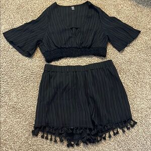 SHEIN Black Blouse and Shorts Set